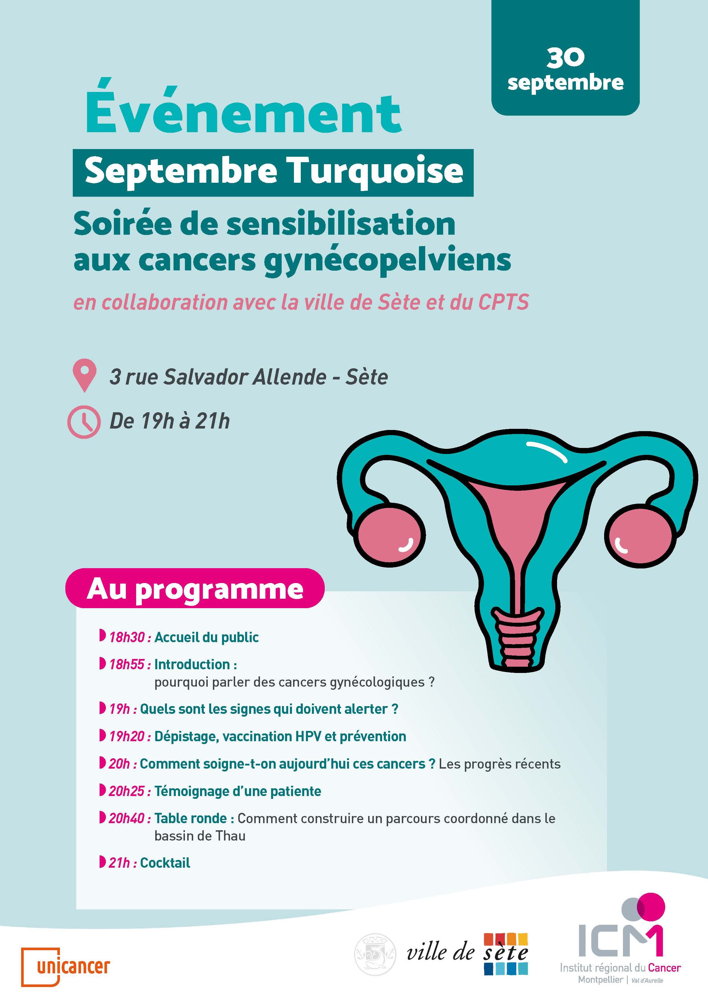 SEPTEMBRE TURQUOISE — SOIRÉE DE SENSIBILISATION AUX CANCERS GYNÉCOPELVIENS