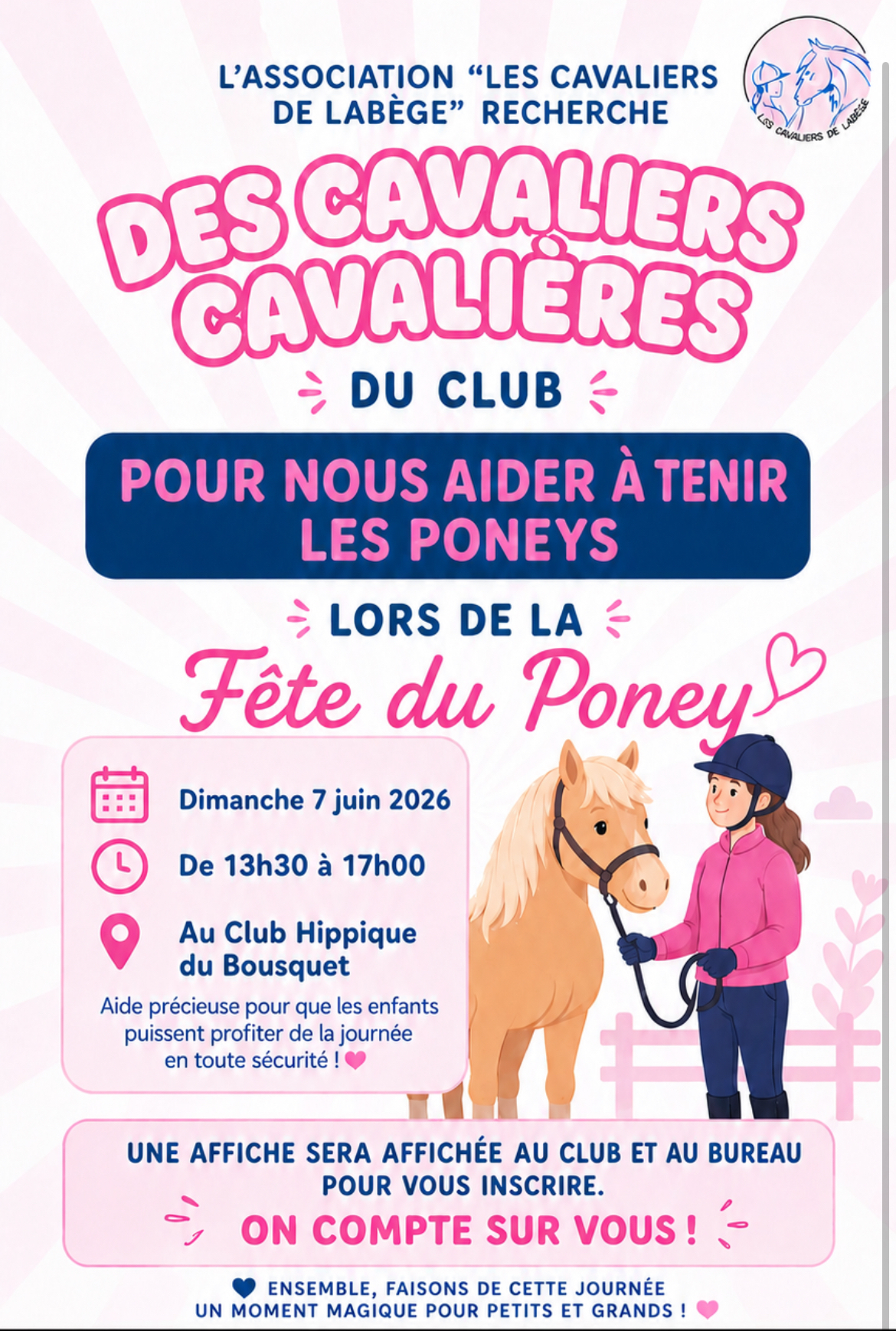 UNE BALADE À PONEY OFFERTE POUR CHAQUE ENFANT LE 7 JUIN !
