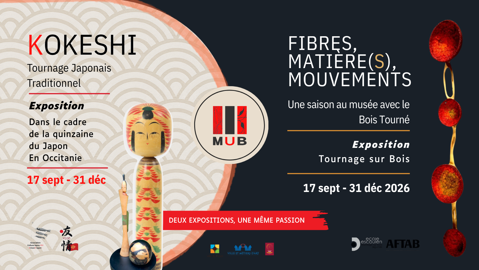 VERNISSAGE - MUB - EXPOSITIONS FIBRES, MATIÈRE(S), MOUVEMENTS / KOKESHI