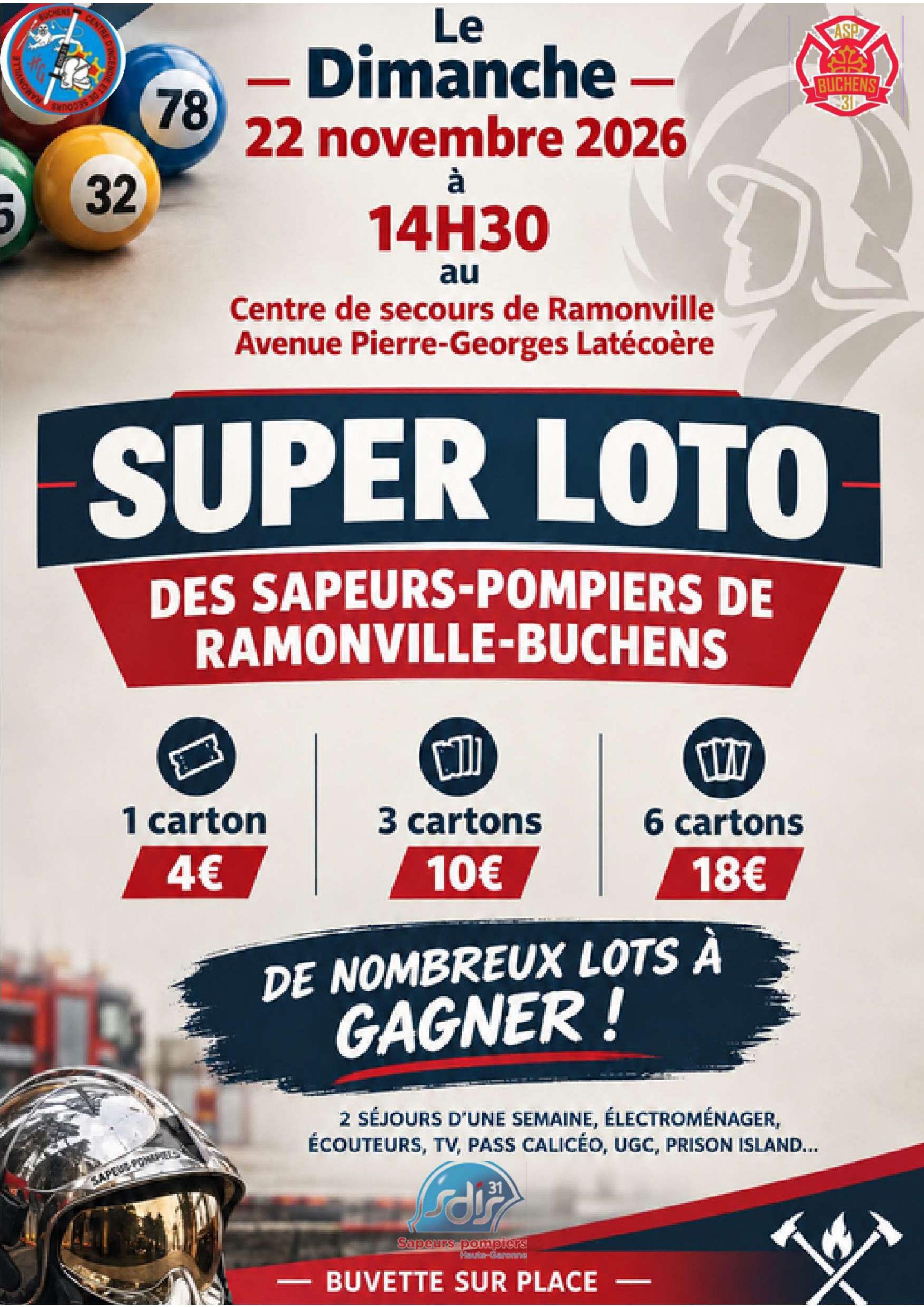 SUPER LOTO DES SAPEURS POMPIERS DE RAMONVILLE
