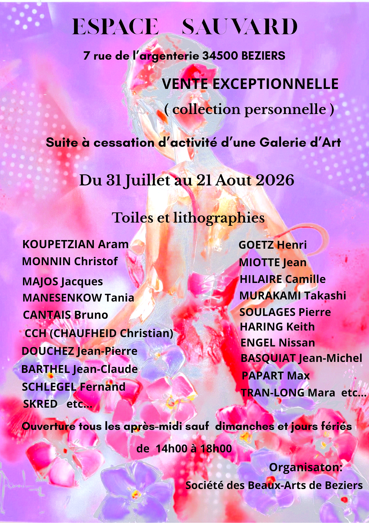 Vente exceptionnelle de tableaux d'artistes